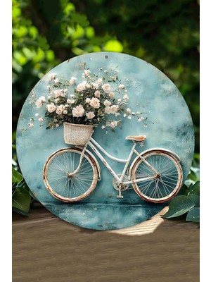 Sync Ticaret Kututr Dekoratif Bisiklet ve Çiçek Desenli Uv Baskı 3D Gürünümlü Mdf Duvar Süsü – 33X33 cm & 20X20 D