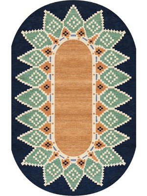 Sync Ticaret Rugs Modern Berlin Oval Pamuklu Bohem Jüt Görünüm Dokuma Taban Dekoratif Halı 1738, 100 x 300