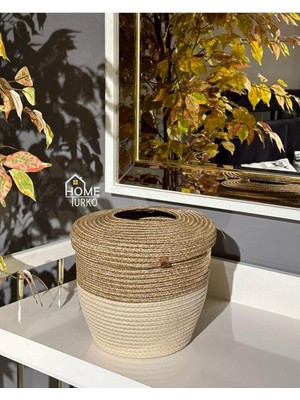 Sync Ticaret Home Turko Jüt, Hasır, Çöp Kovası, Mutfak Çöp Kovası, Banyo Çöp Kovası, Doğal, Natürel, Jüt Kova, Mo