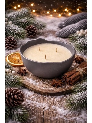 Ersu Store Üç Fitill Doğal Soya Wax Vanilya Kokulu Dekoratif Kase Hediyelik Dekor (Tekli)