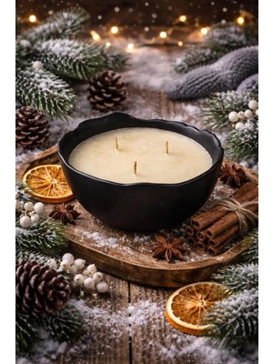 Ersu Store Üç Fitill Doğal Soya Wax Vanilya Kokulu Dekoratif Kase Hediyelik Dekor (Tekli)