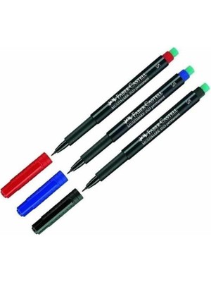 Sync Ticaret Faber Castell Multimark Permanent Asetat Kalemi 0.4 Mm, 3 Renk Set, Siyah-Kırmızı-Mavi