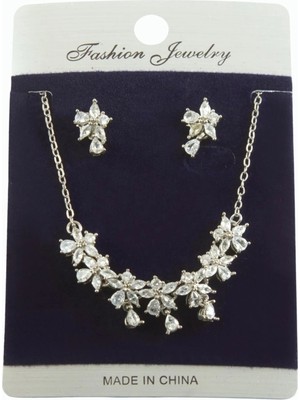 Fantastik Store Çiçek Zirkon Taşlı Set Kolye