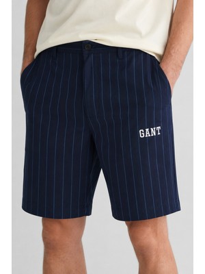 Gant Men's Regular Fit Striped Bermuda Navy Shorts Erkek Kanvas Bermuda Şort Lacivert