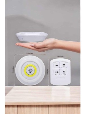 LED Lamba 3'lü Uzaktan Kumandalı Yapışkanlı Beyaz Işık