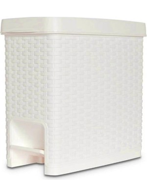 Sync Ticaret Rattan Kapaklı Kova, Plastik, Bej