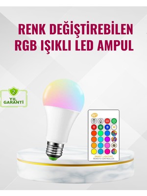 Rgb Uzaktan Kumandalı LED Ampul 16 Renk Dekoratif Aydınlatma