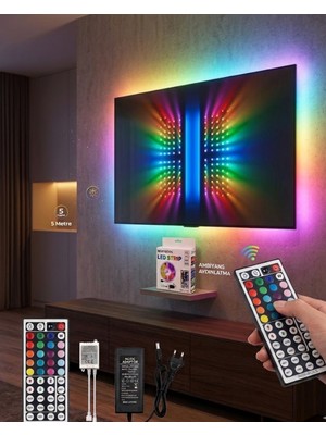 Rgb LED Strip 5 Metre Kumandalı 5050 Şerit LED Dekorasyon Işığı