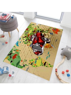 Sync Ticaret Rovigo Home Dijital Baskı Yıkanabilir Kaymaz Taban Çocuk Halısı RVG4110 80X150 cm