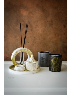 Ersu Store Oda Kokusu Cam ve Beton Bardak Soya Wax Tealight Mum Seti