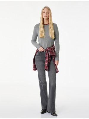 Koton Cepli Yüksek Bel Ispanyol Paça Jean Pantolon - Flare Jeans