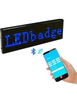 Matrix Kayan LED Yaka Rozeti Mobil Kontrollü Dijital Etiket 9×3cm