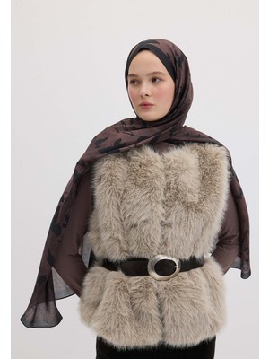 Fresh Scarfs Dark Forest Desen Şal Kızıl Kahve