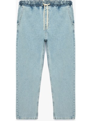 Koton Pamuklu Cepli Oversize Beli Bağcıklı Jean Pantolon