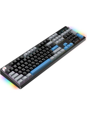 Havit Gamenote KB912L Hot-Swap Kablosuz Gaming Mekanik Klavye - Tft Ekran, 3 Modlu,(Bt/2.4g/kablolu), Light Blue Switch