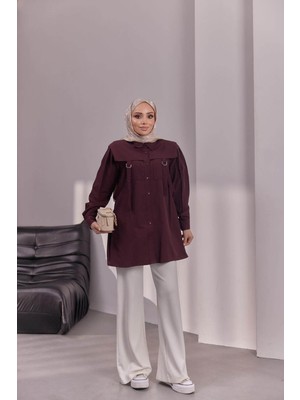 Bwest Poplin Gömlek - Mürdüm