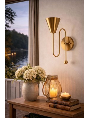 Vinner Vetta Serisi Konik Duvar Apliği - Modern Luxury Koleksiyonu - Eskitme Mat Gold Tasarım Aplik