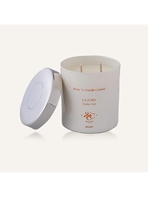 HBMB Store El Yapımı Soya Mumu, Cotton Lily Kokulu Ekru Cam MUM,%100 Vegan, Eco-Friendly | 300 gr • 11OZ