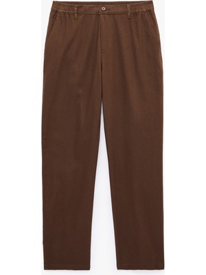 Koton Cepli Beli Lastikli Keten Karışımlı Slim Fit Pantolon