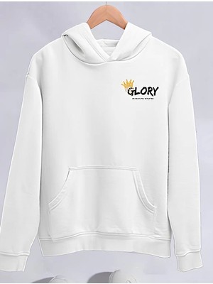 Nova Epoxy Art   Kışlık Üç Iplik Kapşonlu Sweatshirt - Beyaz