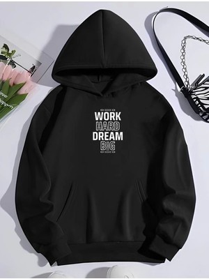 Nova Epoxy Art   Kışlık Üç Iplik Kapşonlu Sweatshirt - Siyah