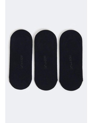 Bony Socks Kadın 3'lü Paket Basic Görünmez Babet Çorap Siyah/siyah/siyah