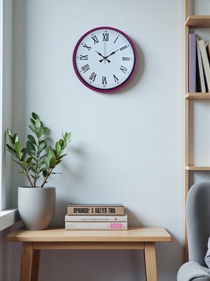 TKÇ 36 cm Pembe Roma Rakamlı Duvar Saati