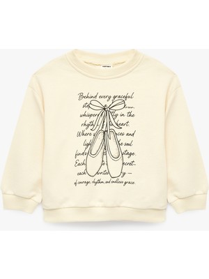 Koton Baskılı Uzun Kollu Bisiklet Yaka Sweatshirt