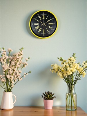 TKÇ 36 cm Sarı Modern Duvar Saati