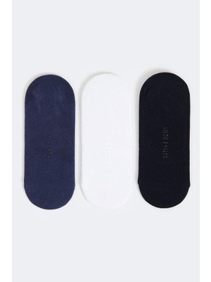 Bony Socks Kadın 3'lü Paket Basic Görünmez Babet Çorap Siyah/beyaz/lacivert
