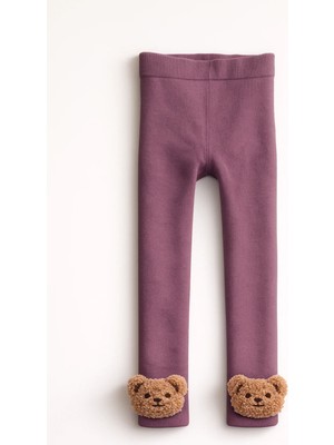 Bony Socks Çocuk Teddy Aksesuarlı Içi Havlu Tayt Gül Kurusu