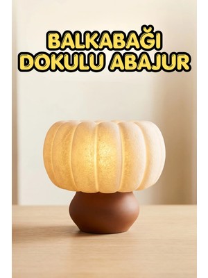 the mr east Balkabağı Dokulu Modern Abajur 24CM Yükseklik 24CM Çap Koyu Kahverengi Tabanlı Dekoratif Masa Lambası