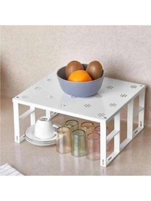 Sync Ticaret Metal Raf - Beyaz Çok Amaçlı Mutfak ve Banyo Kullanımına Uygun Dayanıklı Depolama ve Organizer Rafı