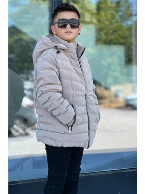 Pina Kids Erkek Çocuk Çıkarılabilir Kapüşonlu Sık Dikişli Nova Kumaş Kışlık Şişme Mont KM4016