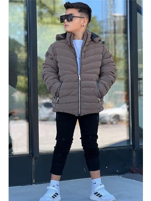 Pina Kids Erkek Çocuk Çıkarılabilir Kapüşonlu Sık Dikişli Nova Kumaş Kışlık Şişme Mont KM4016
