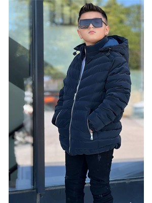 Pina Kids Erkek Çocuk Çıkarılabilir Kapüşonlu Sık Dikişli Nova Kumaş Kışlık Şişme Mont KM4016