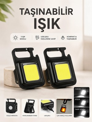 Belle Fusion Mey Ithalat® Taşınabilir Işık 3 Işık Modlu USB Şarj Özeeliğine Sahip