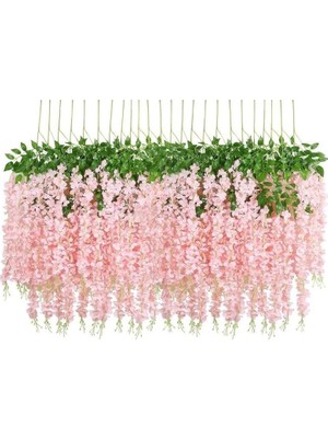 Sync Ticaret Nettenevime Sarkan Yapay Çiçek Akasya Pembe Açık 80 cm 3 Sarkan Dallı 12 Adet Bağ