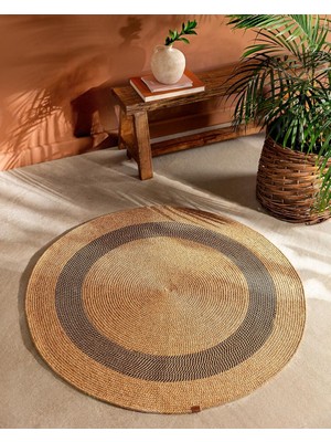 Sync Ticaret Madame Coco Alsace Yuvarlak Kilim Naturel/siyah