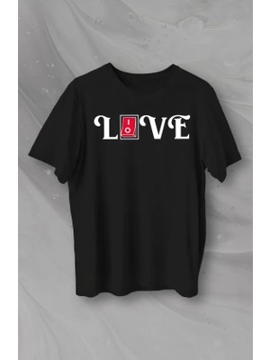 Nova Epoxy Art   14 Şubat Sevgililer Günü Love Baskılı Oversize Bisiklet Yaka T-Shirt - Siyah