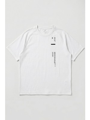 Yeni Beyaz Baskılı Battal Büyük Beden Kısa Kollu Erkek T-Shirt - 88465