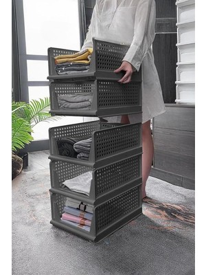 Sync Ticaret Mithra Life 6 Lı Kayar Raf Organizer Gri Dolap Içi Kıyafet Aksesuar Düzenleyici 45X35 cm MIT1264