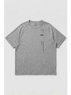 Yeni Gri Melanj Baskılı Battal Büyük Beden Kısa Kollu Erkek T-Shirt - 88465