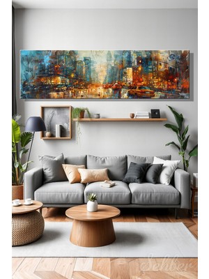 Şehber Panoramik Yatay Kanvas Tablo Tekli Ev Kafe Ofis Paul Kenton New York Sarı Taksiler 2288