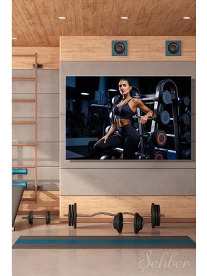 Şehber Dekoratif Yatay Kanvas Tablo Tekli Spor Salonu Fitness Eğitimi Egzersiz Fitness Kıyafetli Kadın 2292