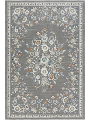 Cool Halı Floor Gri Vintage Çiçekli Klasik Salon Oturma Odası Dekoratif Robot Süpürge Uyumlu Pati Dostu Halı