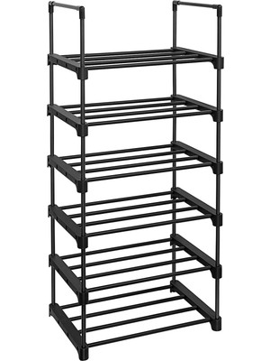 Songmics Songmıcs 6 Katlı Ayakkabı Rafı, Metal Ayakkabı Rafı, 12-15 Çift Ayakkabı Için Ayakkabı Düzenleyici, Istiflenebilir, Koridor, Oturma Odası, Yatak Odası Için, 30 x 45 x 106 Cm, Siyah LSA23BK
