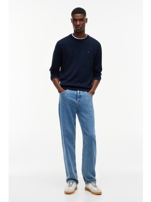 Tommy Hilfiger Tjm Slım Ess Lıght Sweater Ext Erkek Mavi Kazak - DM0DM22853