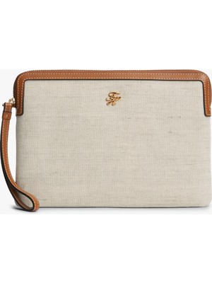 Tommy Hilfiger Th Scrıpt Daıly Pouch Canvas Kadın Kahverengi Çanta - AW0AW18707