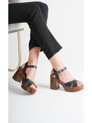 Analin Shoes Kadın Hakiki Deri Platform Topuklu Sandalet